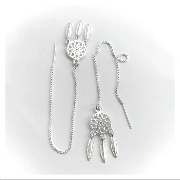 🆕 Gorgeous Dainty .925 Sterling Sikver Dream Catcher w/Fringe Drop Earrings NWT - Picture 8 of 14